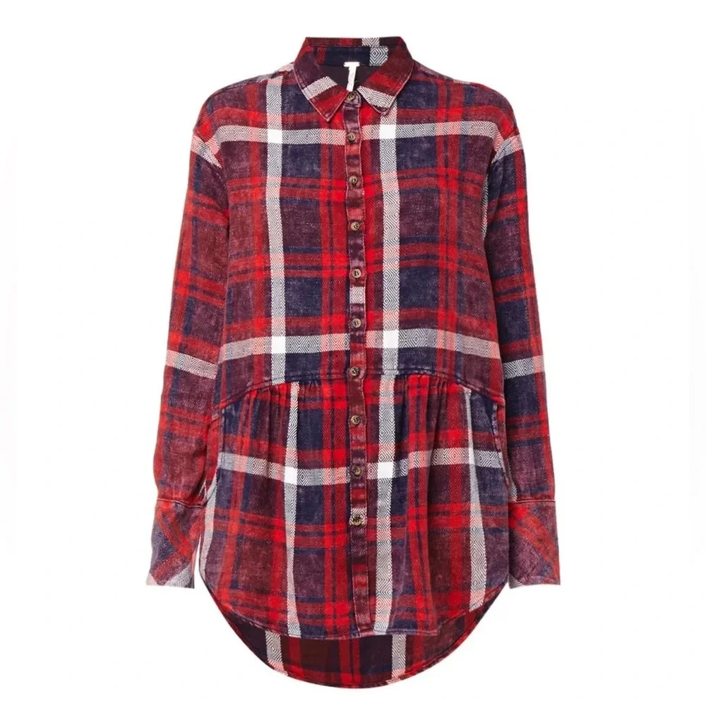 Free People Easy Street Plaid Button Up 💕